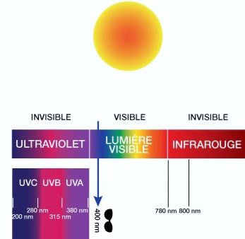 schéma des UV ultraviolet et infrarouge