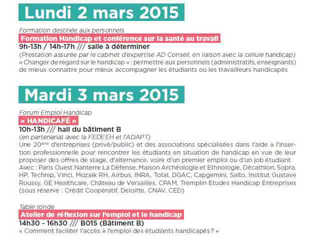 programme semaine handicap université paris ouest