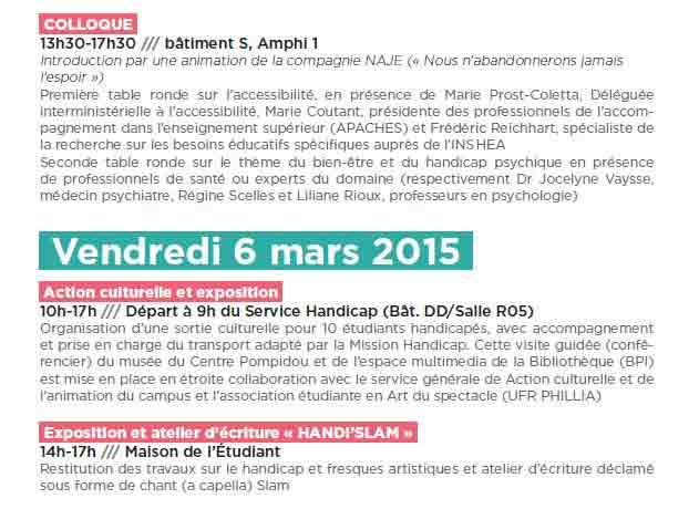 programme semaine handicap université paris ouest