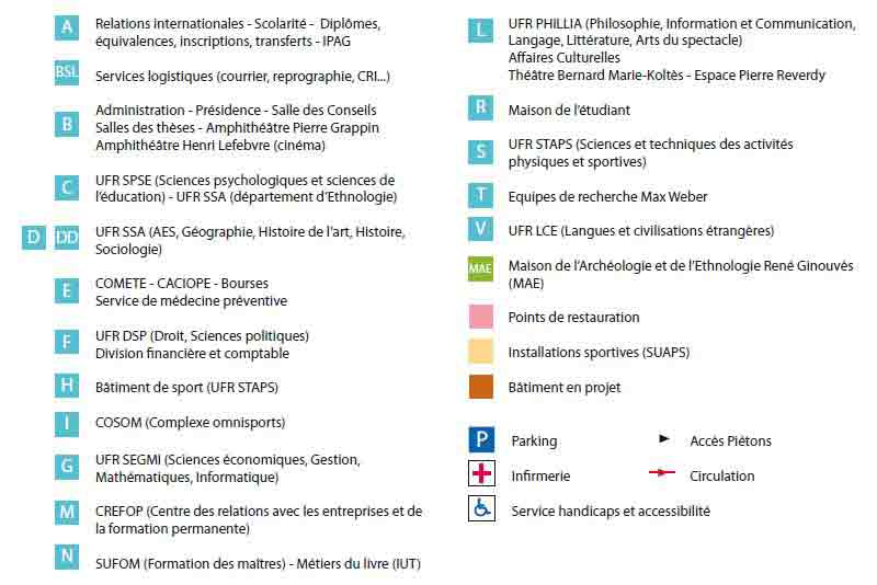 Plan université nanterre la defense